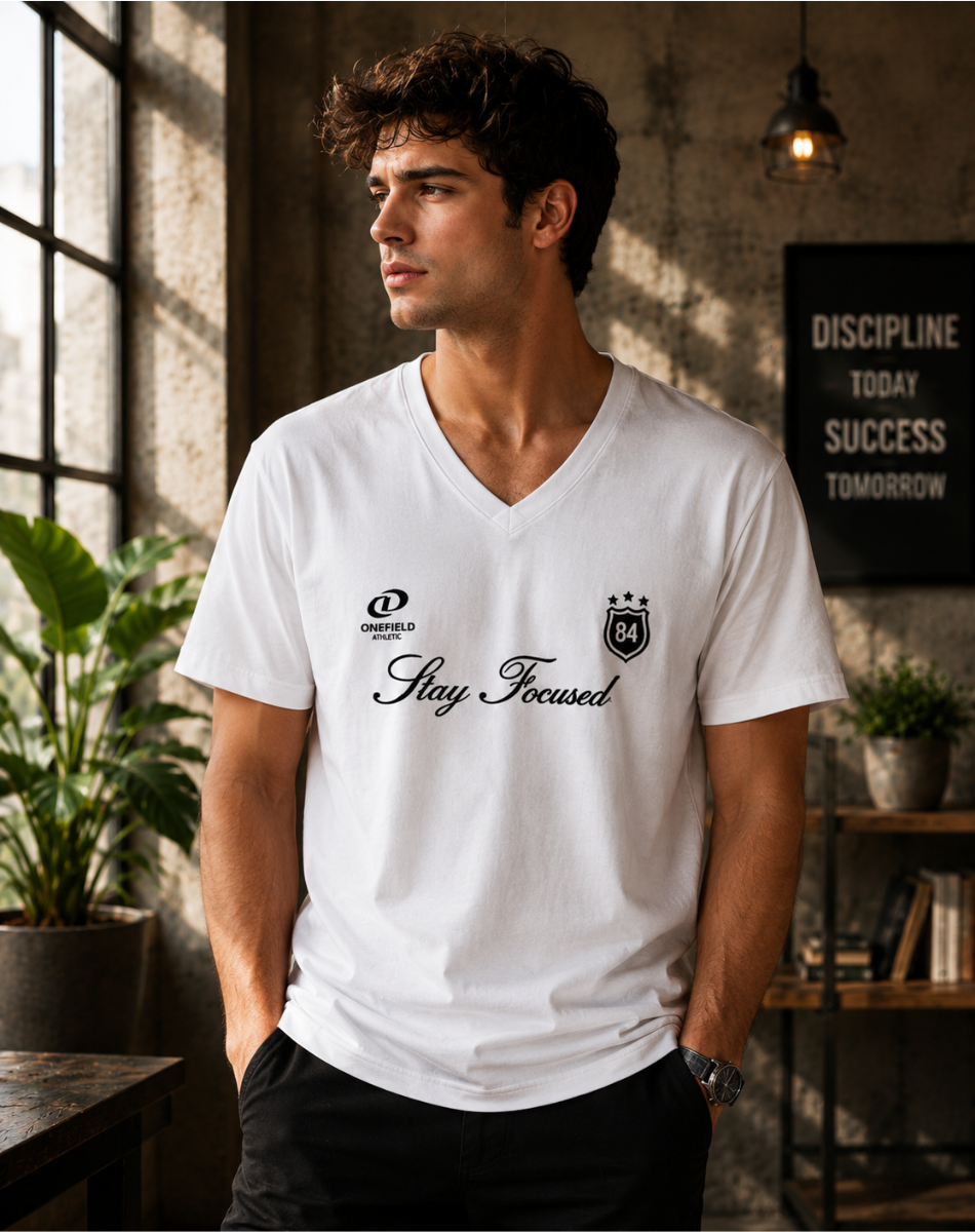 Men Stay Focused V Neck T-Shirt