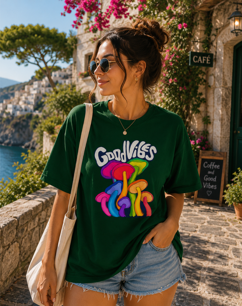 Women Good Vibes Terry Oversized Tee