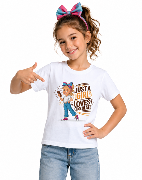 Girl's Just a girl who loves chocolate T-Shirt