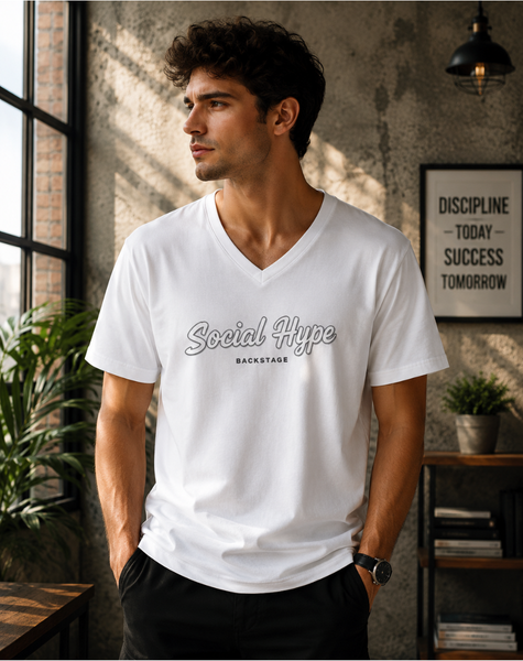 Men Social Hype V Neck T-Shirt