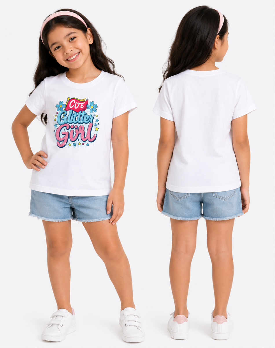 Girl's Cute Glitter Girl T-Shirt
