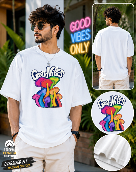 Men good vibes Terry Oversized Tee