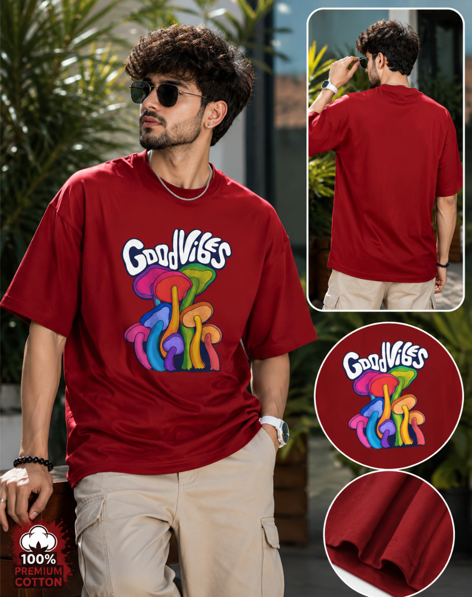 Men good vibes Terry Oversized Tee