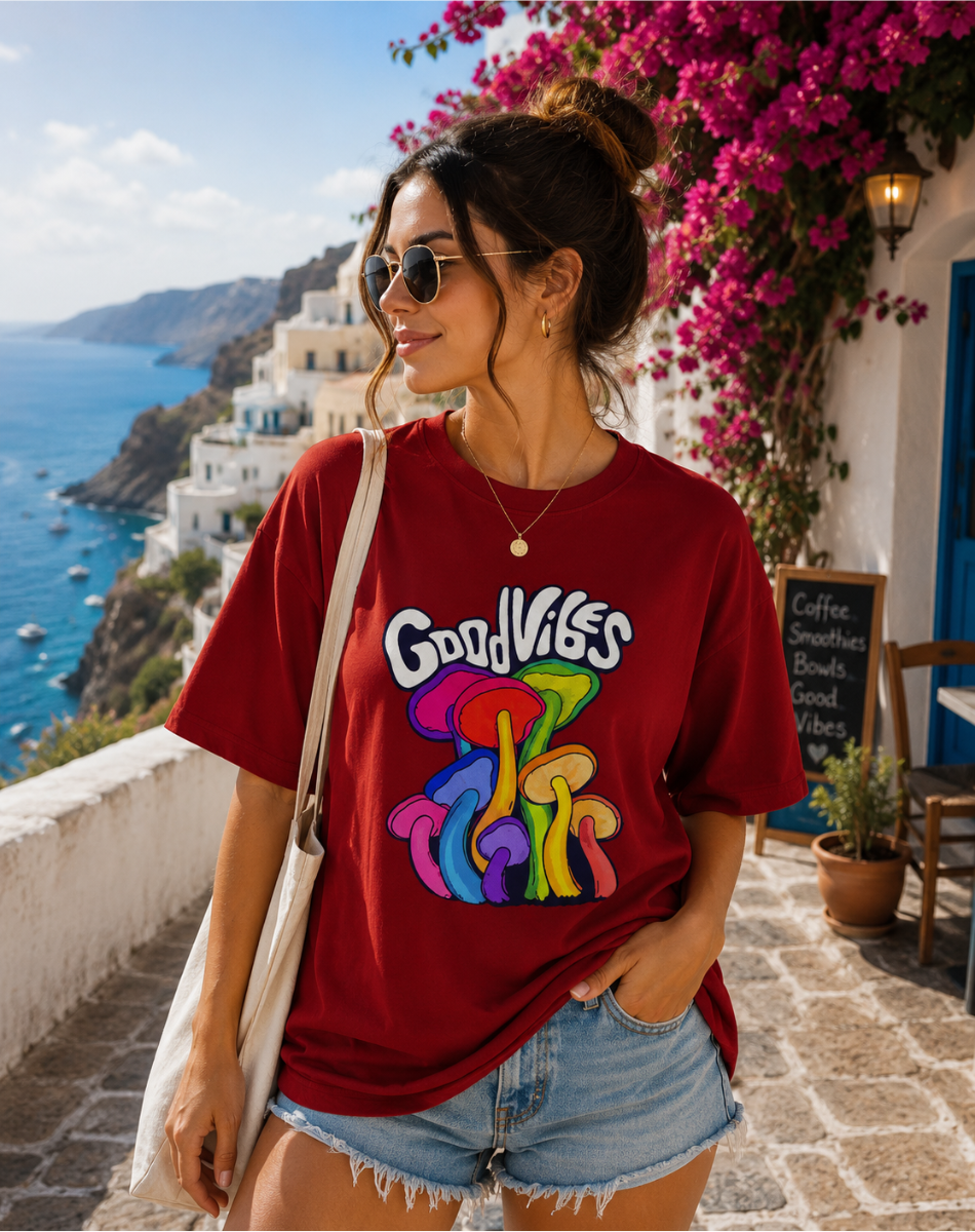 Women Good Vibes Terry Oversized Tee