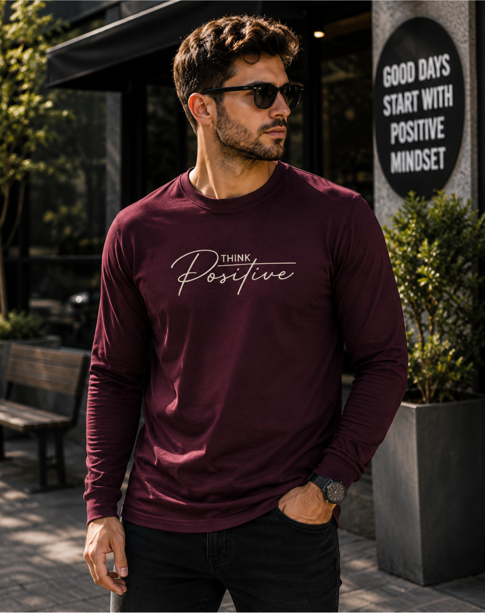 Men's Think Positive Full Sleeve T-Shirt