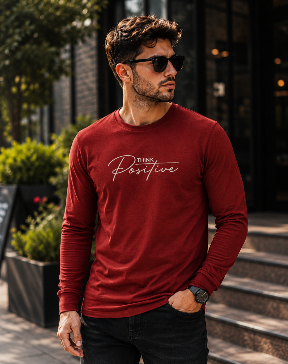 Men's Think Positive Full Sleeve T-Shirt
