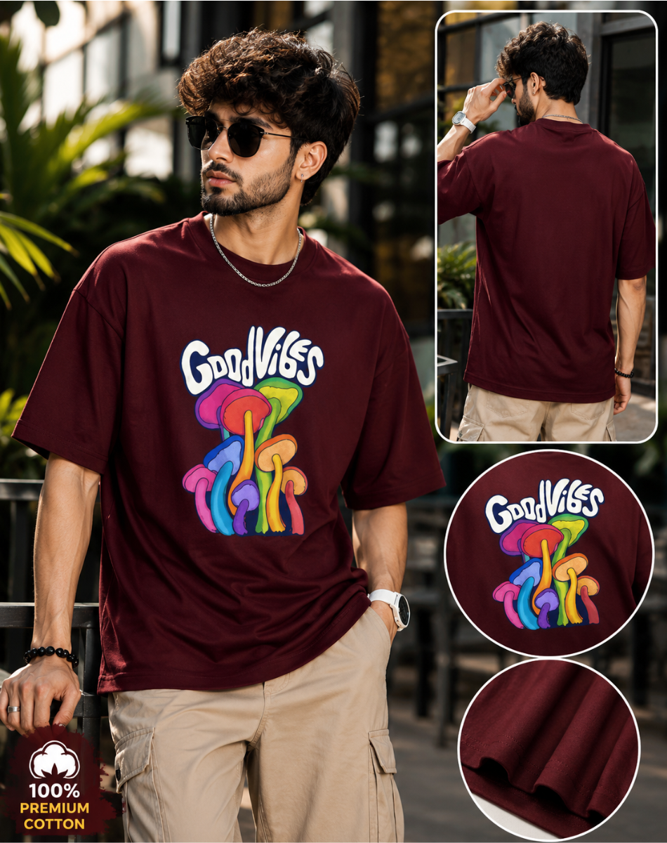 Men good vibes Terry Oversized Tee