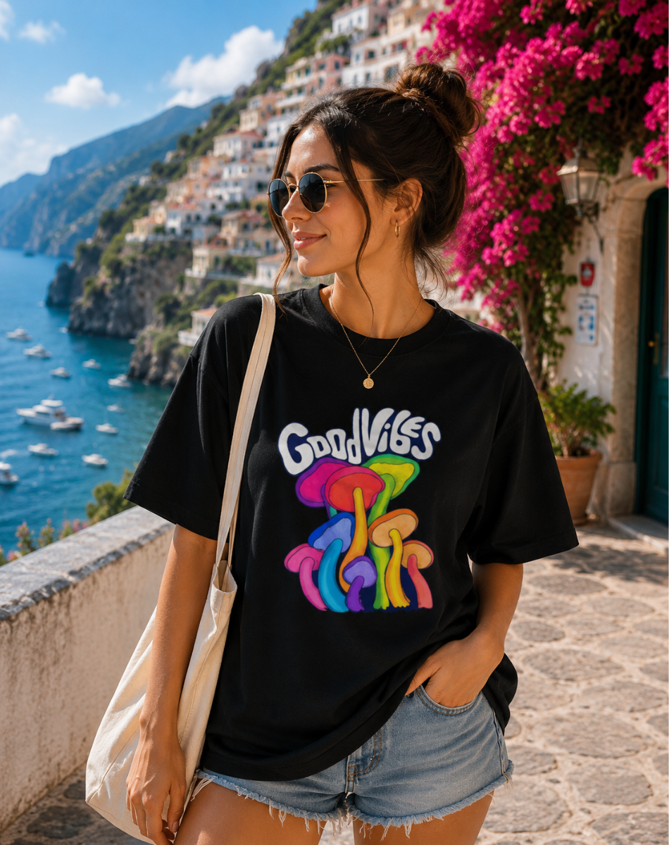 Women Good Vibes Terry Oversized Tee