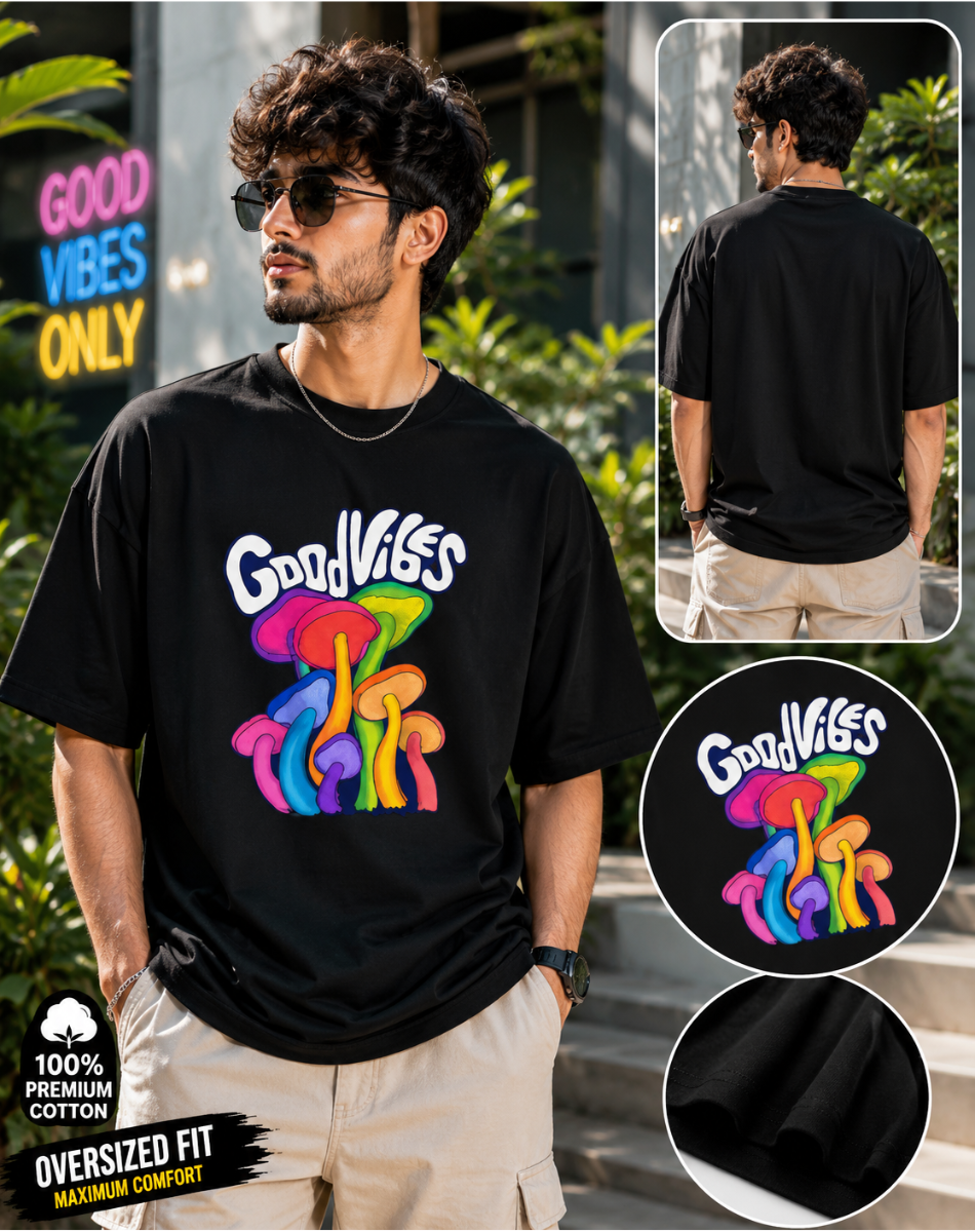 Men good vibes Terry Oversized Tee