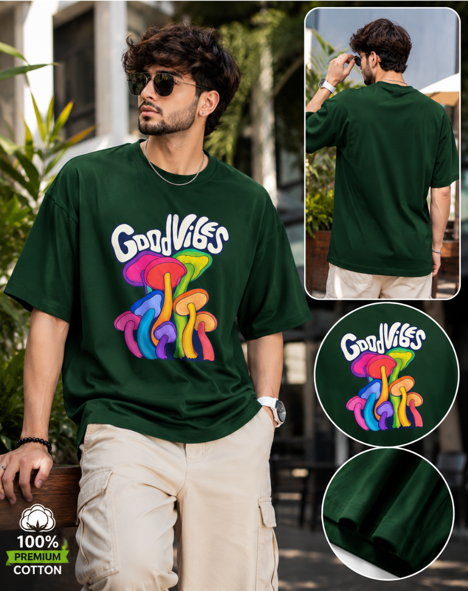 Men good vibes Terry Oversized Tee