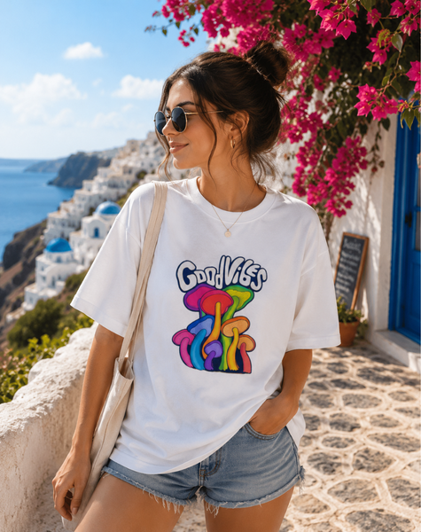 Women Good Vibes Terry Oversized Tee