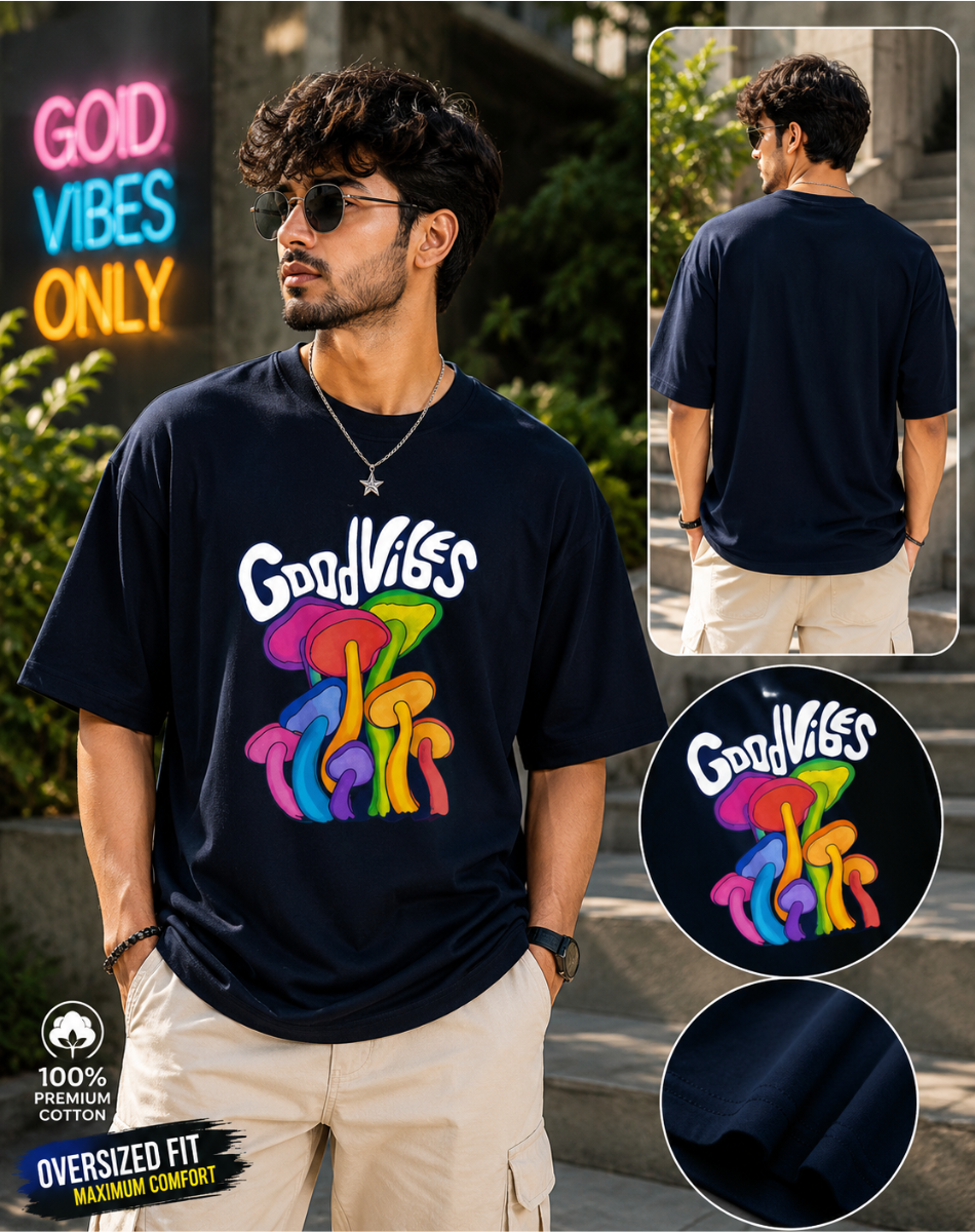 Men good vibes Terry Oversized Tee