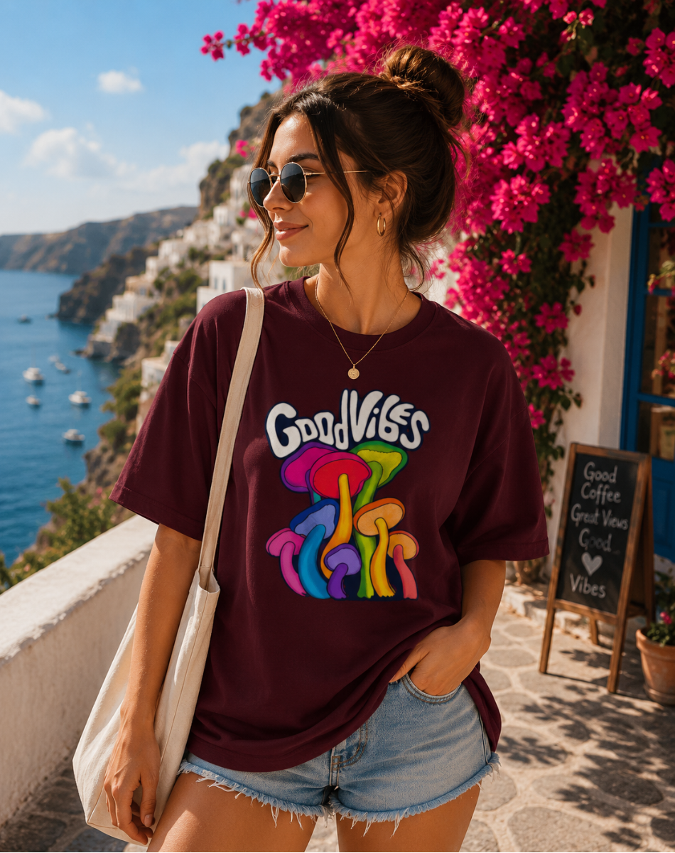 Women Good Vibes Terry Oversized Tee