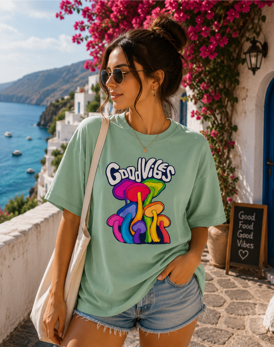 Women Good Vibes Terry Oversized Tee