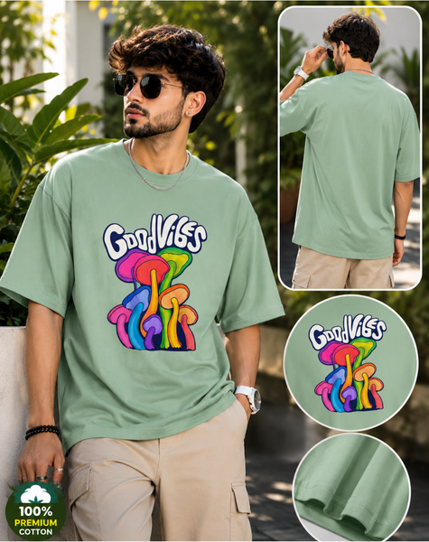 Men good vibes Terry Oversized Tee